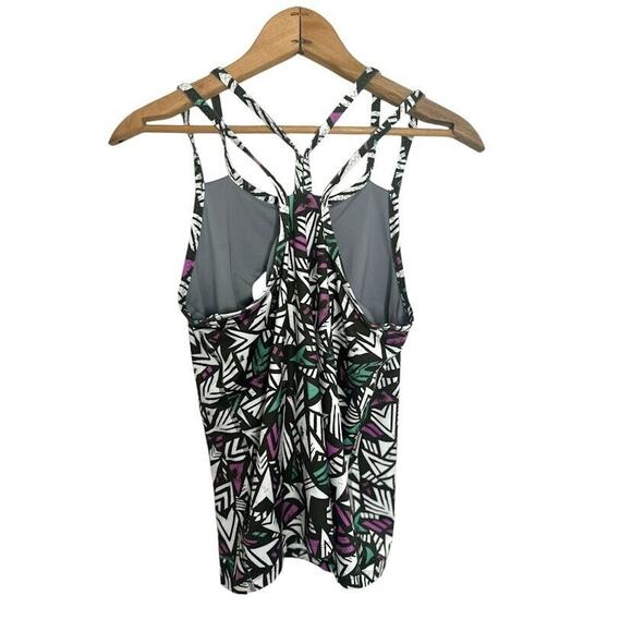 Patagonia Geometric Print Tank Top Built-in-Bra Size Small Athletic Racerback - Picture 4 of 9